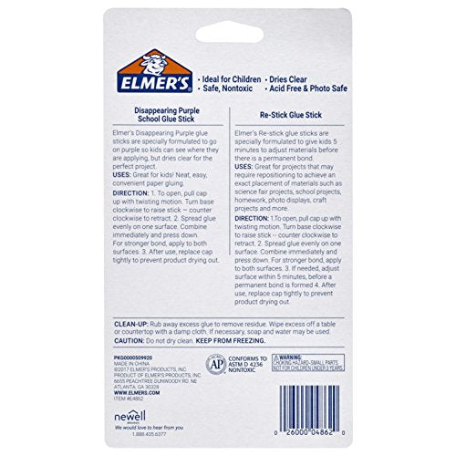 Elmer's Glue Stick Purple Dries Clear