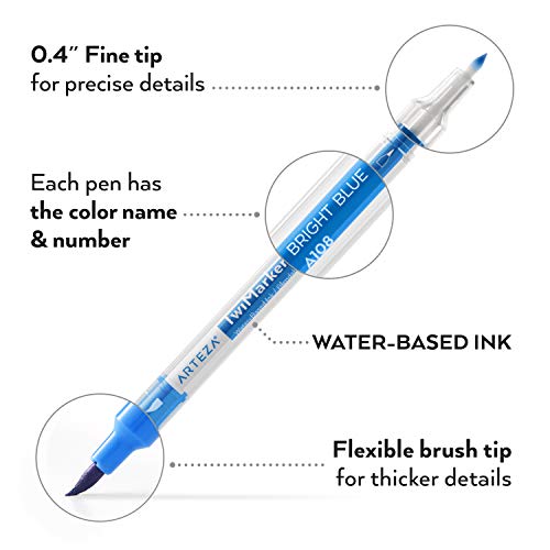 Premium Arteza Unique/ Blendable/ 48 Real Brush Pens Water-Based Ink