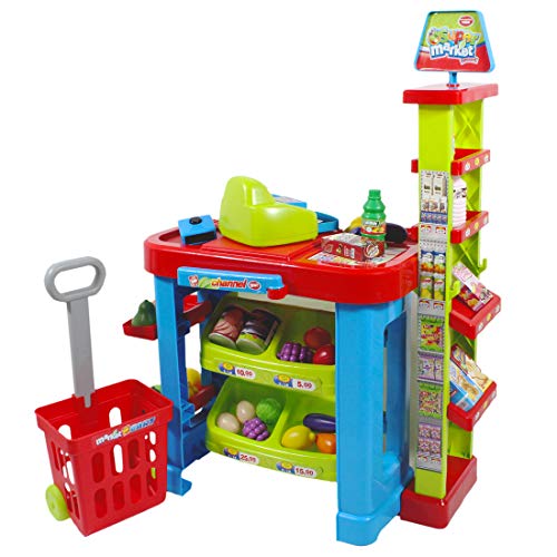 Supermarket Stall Toy and Shopping Cart