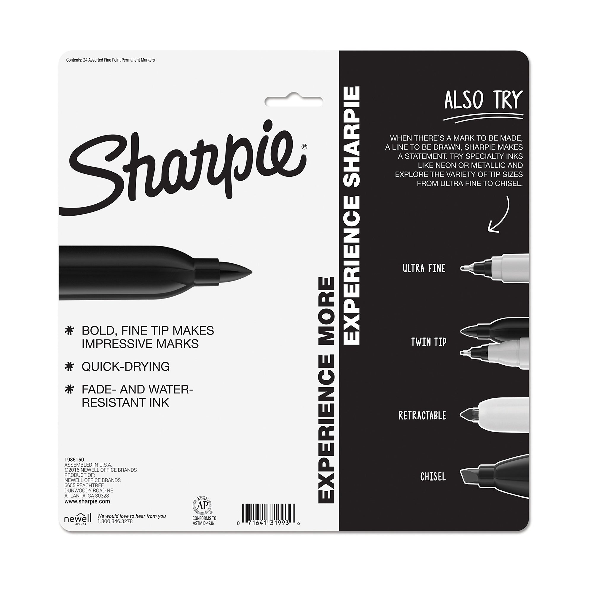  SHARPIE Permanent Markers, Ultra Fine Point, Assorted Colors,  24 Count : Office Products